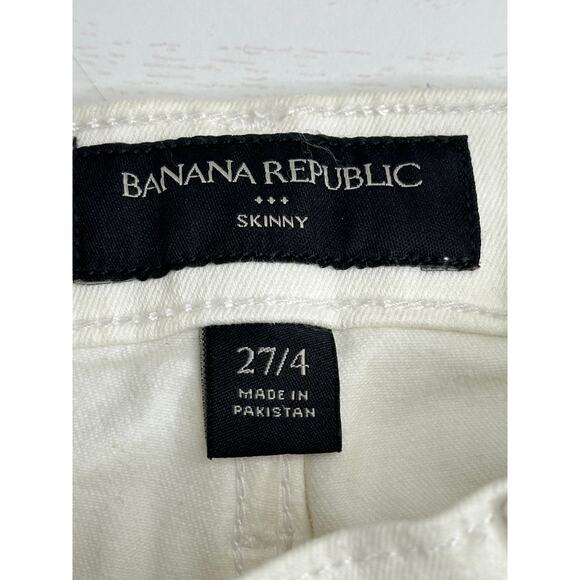 Banana Republic Skinny Jeans Off White Classic Style Mid Rise Summer Casual 27 - Picture 3 of 9